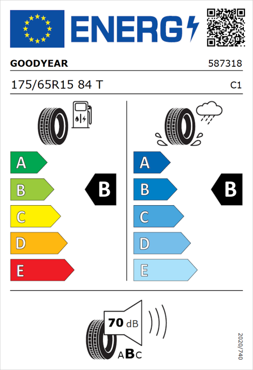 Tyre Label for Goodyear EfficientGrip Compact 2 175/65R15 84T