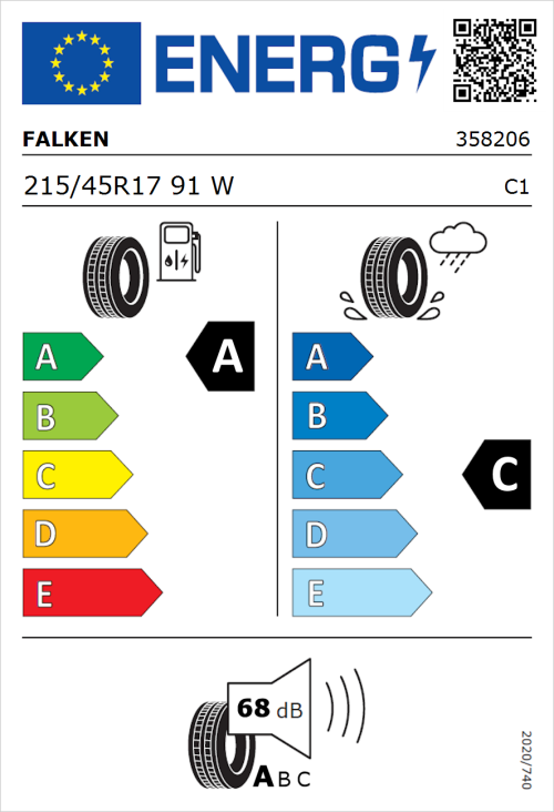 Tyre Label for Falken Ziex ZE320 215/45R17 91W